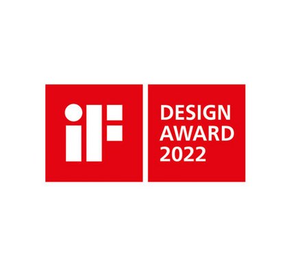 Logo met een rode achtergrond, tekst in wit: IF DESIGN AWARD 2022.
