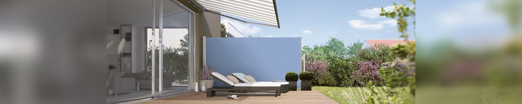 Zijscherm weinor Paravento met blauw doek Zijscherm weinor Paravento met blauw doek