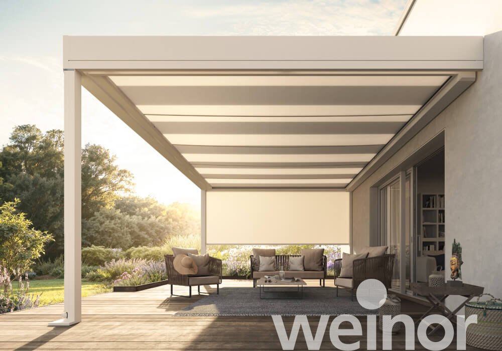 Glazen terrasoverkapping weinor Terrazza Pure MAX met serrezonwering