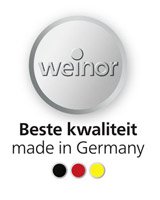 Logo met de woorden 'Beste kwaliteit' en 'made in Germany' in zwart, geel en rood. Dominante kleur: zilver. Logo met de woorden 'Beste kwaliteit' en 'made in Germany' in zwart, geel en rood. Dominante kleur: zilver.